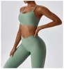 Zweiteilige Damen-Hosen, Fitnessstudio, Sport-Set, Damen, Push-Up, schnell trocknender BH, Leggings für Sportbekleidung, Lycra, Damen-2-Outfit, Marineblau