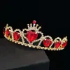 Haarspeldjes Haarspeldjes Barokke Goud Kleur Tiara Rood Hart Koningin Prinses Kronen Kristal Hoofdband Kid Meisjes Bruiloft Accessiories J306M