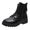 Botas Calçado Botas de Combate Borla Redondo Toe Sapatos Curtos para Mulher Chunky Plataforma Alta Mulheres Tornozelo Punk Estilo Pu Tendência 2023