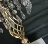 Castiçais 70cm strass candelabros prata suporte de ouro mesa peça central vaso suporte cristal castiçal decoração de casamento sn402