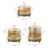 Storage Bottles Lid Gold With Pot Inlay Metal Relief Glass Jars Craft European Living Room Decoration Jar