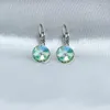 Baumelnde Ohrringe, 8 mm, mehrfarbig, kleiner runder Kristall-Tropfen, Edelstahl, blau, Schmuck, Hochzeit, Party, Geschenk, geometrische Ohrringe, Bijoux