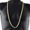 8mm Thick 76cm Long Solid Rope ed Chain 24K Gold Silver Plated Hiphop ed Chain Necklace For mens288Q