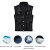 Gilet da uomo Gilet di jeans da uomo Punk Rock Rivetto Cowboy Jeans neri Gilet Moda uomo Giacca di jeans senza maniche stile moto M-6XL 231130