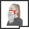 Décorations de Noël Décoration Creative Santa Claus Barbe Masques Adt Unisexe Réutilisable Visage Ers Pour Noël Cosplay Party Drop Livraison Dhrbo