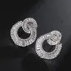 Victoria Wieck Luxury Jewelry 925 Sterling Silver&Rose Gold Fill Princess Cut White Topaz CZ Diamond Women Wedding Stud Earrin270y