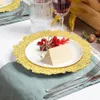 Wedding Party Decoration Shining Gold Reef Plate Chargers for Dinner Plates Plastic Decorative Plates for Table Setting 016