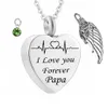'I Love You Forever' Heart Cremation Memorial Ashes Urn Birthstone Halsband smycken Angel Wings Keepsake Pendant för PA328G