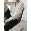 Pulls pour femmes Pull à manches longues en mélange de laine 2023 capuche femme revers court veste tricotée douce et flexible