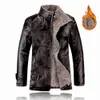 Herrjackor vinter varmt retro faux läder motorcykel ryttare rockar överrock fleece fodrad dike outwear lapel rock 231130