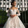 2024 Neue Ankunft A-Linie Brautkleid aus der Schulter 3D-Blumen Spitze Applikationen Tüll Boho Frauen Brautkleider nach Maß Vestidos De Novia Mariage