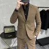 Herrdräkter 2023 blazer (blazer byxor) mode gentleman affärs italiensk stil fast färg ull tjock tweed förtjockad smal 2 bit