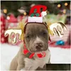 Cão vestuário Natal bonito gato headband sentiu pano chapéu veado antler coroa papai noel traje cosplay cocar acessórios para animais de estimação gota dhx5m