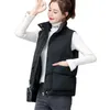 Gilets pour femmes épais femmes sans manches pardessus hiver chaud vers le bas coton rembourré veste femme gilet col mandarin gilet