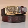 Belts High Quality Men's Eagle Design Alloy Buckle Split Leather Belt Emboss Cow Leather Belt Jeans Casual Pants Accessories Must; 231201