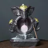 Oggetti decorativi Figurine Lucky Feng Shui Elefante Dio Statua Decorazione della casa Artigianato Cascata di incenso in ceramica con sfera che cambia colore a LED 231130
