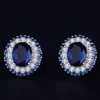 Choucong Brand Stud örhängen lyxiga smycken 925 Sterling Silver Oval Cut Blue Sapphire Cz Diamond Gemstones Löfte kvinnor Engageme312a