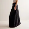 Faldas Falda vaquera vintage para mujer Color sólido Elegante Cintura media Línea larga con bolsillos para el trabajo escolar Compras