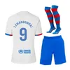 2023 Kids Football Kits BarcelonaS Soccer Jersey Shorts e Meias 23 24 LEWANDOWSKI GAVI Camiseta de Futbol PEDRI FERRAN Men Football Jersey