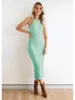 Casual jurken zomer geribbelde bodycon lang voor dames 2023 zwarte mouwloze basic gebreide tank maxi-jurk sexy split-wrap