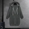 Women's Hoodies Women Coat Solid Color Stylish Long Hooded Sweatshirt With Pockets Zipper Placket Fashion For Fall