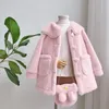 Manteau en duvet mode printemps automne chaud manteau en fausse fourrure pour filles veste de pâques mignon lapin en peluche princesse vêtements d'extérieur 310 ans vêtements pour enfants 231201