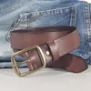 Cinture Cinture in pelle di vacchetta casual retrò da uomo di alta qualità Solido pura pelle di mucca Cintura in ottone con fibbia ad ardiglione in metallo per uomo 3,8 cm 231201