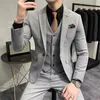 Mäns kostymer blazers jacka väst byxor high end varumärke butik mode fast färg herr casual business kostym 3 stycken set brudgum bröllopsklänning 231201