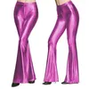 Women's Pants Gold Women Shiny Flare Trousers Laser Sexy Wetlook Bell Bottoms Retro 70s 80s Disco Hip-hop Dance Skinny Stretch