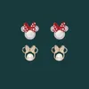 Stud Boog Leuke Oorbellen Hele Parel Muis Kristallen Cartoon Sieraden Voor Vrouwen 2021 Trend Anime Charm Bruiloft Accessoires270l