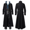 Trenchs pour hommes Costumes médiévaux Steampunk Gothic Black Long Jacket Manteau Cosplay Pirate Halloween Outfit Trenchcoat pour hommes 231127