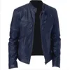 Heren Jassen Mode Leren Jas Slim Fit Stand Kraag PU Casual Rits Mannelijke Winddicht Motorfiets Revers 8 Kleuren 231201