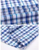 Camisas casuais masculinas versátil xadrez oxford camisa de algodão frontal bolso regular ajuste botão único vestido de colarinho grosso