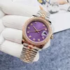 Relojes de pulsera Reloj de lujo para hombre de 36 mm con diamantes mecánicos automáticos y esfera de oro rosa de acero inoxidable 904L de alta calidad