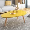 Nordic Coffee Table for Living Room Wooden Oval Type Simple Double Coffee Table Furniture Living Room Creative