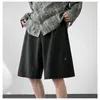 Men's Shorts Ice Silk Black Suit Summer Fashion Brand Loose American Retro Large Couple Casual Capris