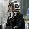 ビーニー/スカルキャップインシン木製かぎ針編みバラクラバ女性冬のウォームニットビーニースクエアフーディー帽子首首の保護スキーマスクフルフェイスカバーmaskl231202