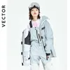 Skiing Suits VECTOR Womens Warm Ski Suit Hooded Mens Waterproof Windproof Reflective Snowboard Jacket Outdoor Clothing 231202