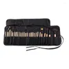 Pędzle do makijażu Pince de Maquiagem Make Up Make Up of Brush Set z czarną skórzaną torbą