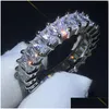 Wedding Rings Choucong Top Selling Never Fade Sparkling Luxury Jewelry 925 Sterling Sier Princess Cut White Topaz Cz Diamond Promise W Dhe7M