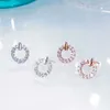 Boucles d'oreilles à tige rondes pour femmes, en argent Sterling 925, zircone cubique, tendance classique, bijoux fins, cadeau d'anniversaire de mariage