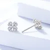 Boucles d'oreilles à tige Trumium en argent Sterling 925, 1 paire, porte-bonheur pour femmes, en forme de trèfle à quatre feuilles, Zircon blanc ciel, bijoux à la mode, cadeaux