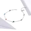 Tobillera de 21 5cm, tobillera romántica de Plata de Ley 925 con dije de circón redondo pequeño para mujer, pulsera de tobillo S925, longitud ajustable 211018272J