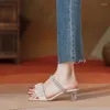 Sandálias sapatos para mulheres 2023 cinta traseira feminina banda estreita senhoras salto alto salto quadrado peep toe chinelos