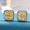 Stud GICA 925 Sterling Silver 7 7mm Pink Yellow High Carbon Diamond Earrings For Women Sparkling Wedding Fine Jewelry Gift241q