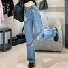Женские джинсы, рваные лоскутные брюки с высокой талией, прямые свободные широкие джинсовые брюки в стиле Харадзюку, уличная одежда, женские мешковатые брюки в стиле ретро