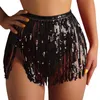 Women's Swimwear Sequin Tassels Cover Up Skirt Women Short Beach Wrap Bikini Shiny Wraps Sexy Ups For Summer Bathing Suit