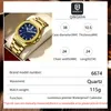 Wristwatches QINGXIYA Gold Blue Quartz Watch For Men Stainless Steel Waterproof Luminous Calendar Fashion Square Dial Mens