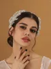 Klipy włosów moda Kobiety Bridal Crystal Headband Rhinestone Pearl Bride Fairband Wedding Wedding Tiary