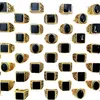 Solitaire Ring Wholesale 30pcs lot Mens Black Enamel Luxury Gold plated Square Rectangle Oval Shapes Mix lot Vintage Jewelry 231201